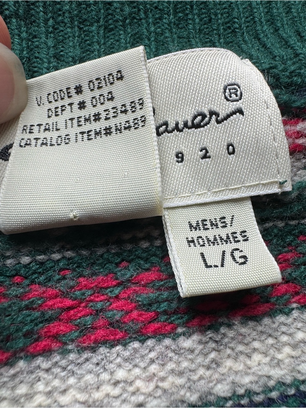Eddie Bauer Fair Isle Crewneck Lambswool Sweater Size Large Nordic pattern green - Picture 4 of 8